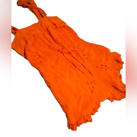 Free People Burnt Orange rompers shorts with adjustable waistband Bohemian Boho - Picture 6 of 15